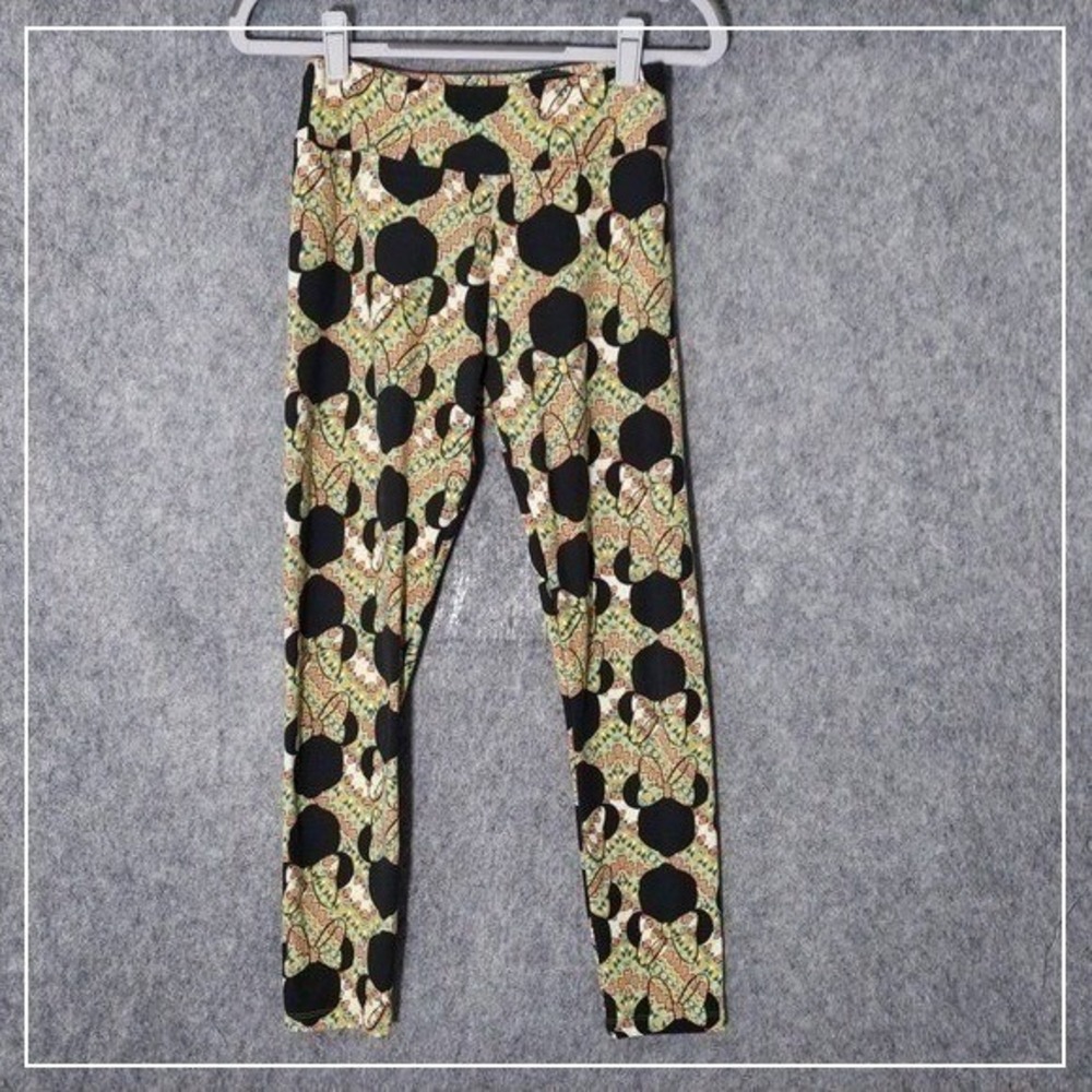 Disney Lularoe Leggings Women OS Black Minnie Mouse High Rise Novelty Theme Park